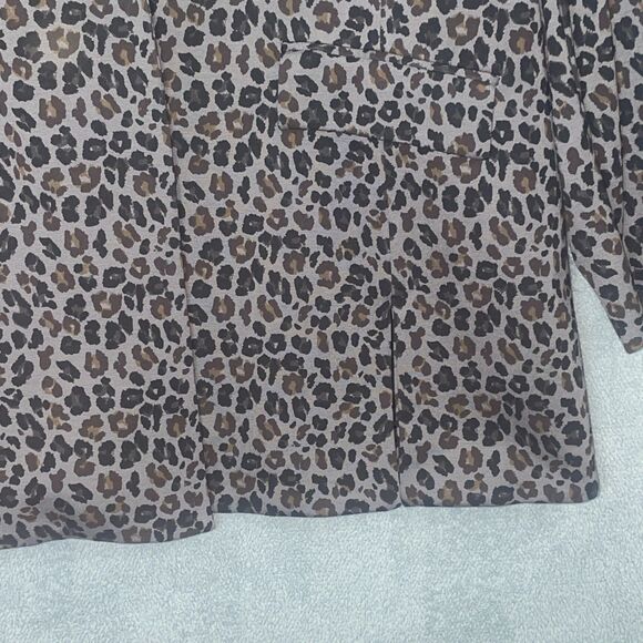 Diane Gilman Womens Leopard Print Blazer Size 1X Mob Wife Office Neutral Career - Picture 9 of 13